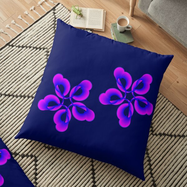Spiral Pink Blue Abstract Flowers Floor Pillow