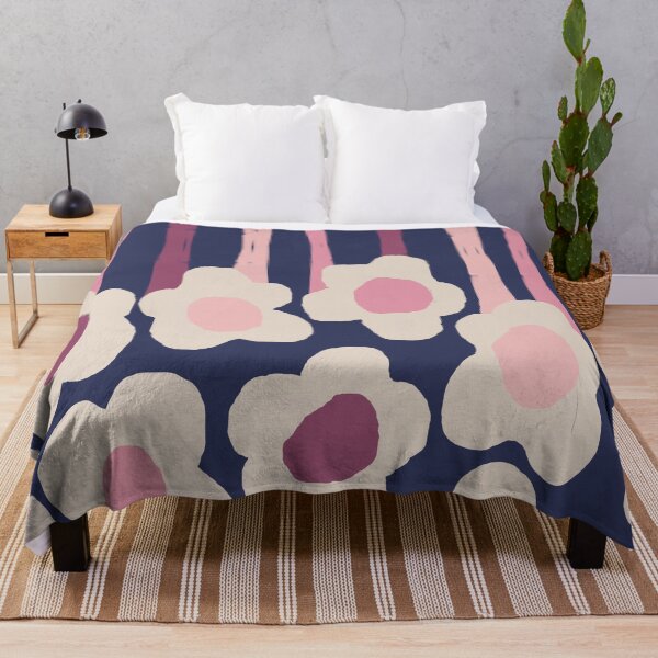 Item preview, Retro Scandinavian Stripes and Flowers in Pink, Mauve and Purple designed and sold by Deutschic.
