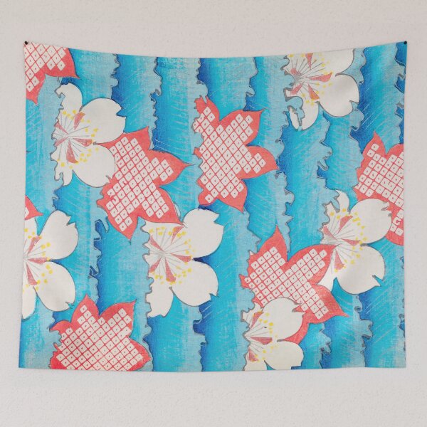 Item preview, Blossom on Blue Vintage Japanese Floral Print designed and sold by VintageArchive.