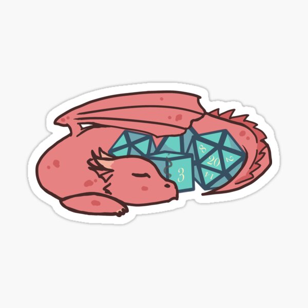Schläfriger würfelhortender Drache Sticker