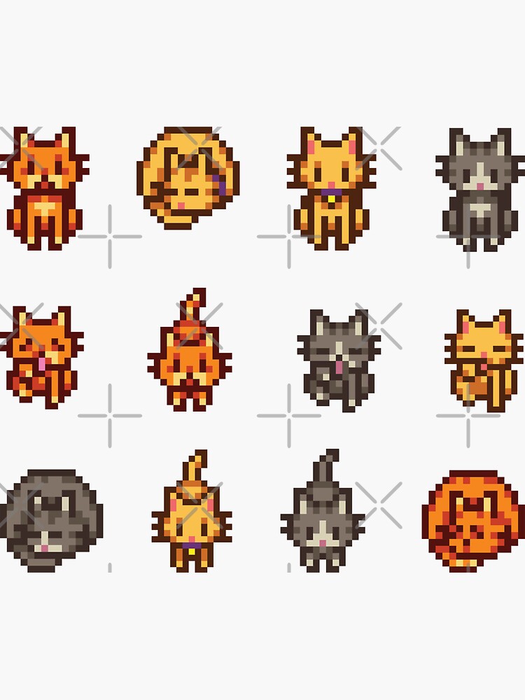 Thumbnail 3 of 3, Sticker, Stardew Valley Cats designed and sold by aiya-pixels.