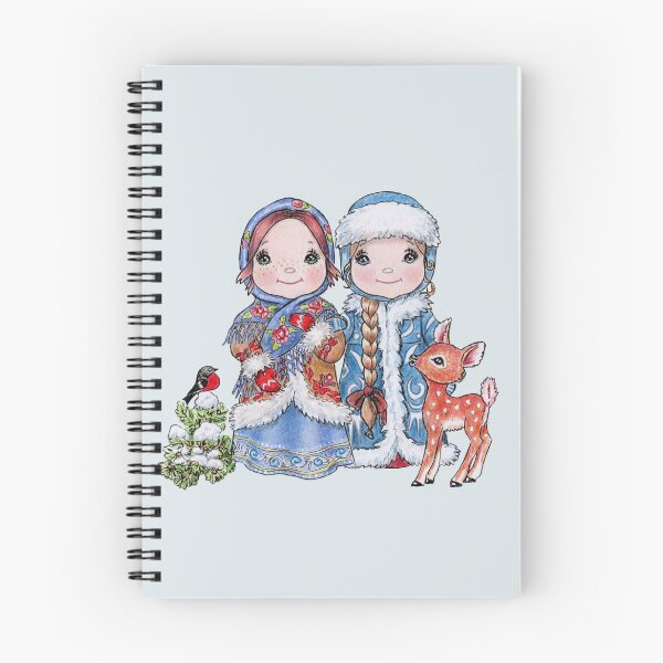 Item preview, Russian folk dress winter matryoska girl dolls with fallow deer and robin bird designed and sold by Katerina Makarova.