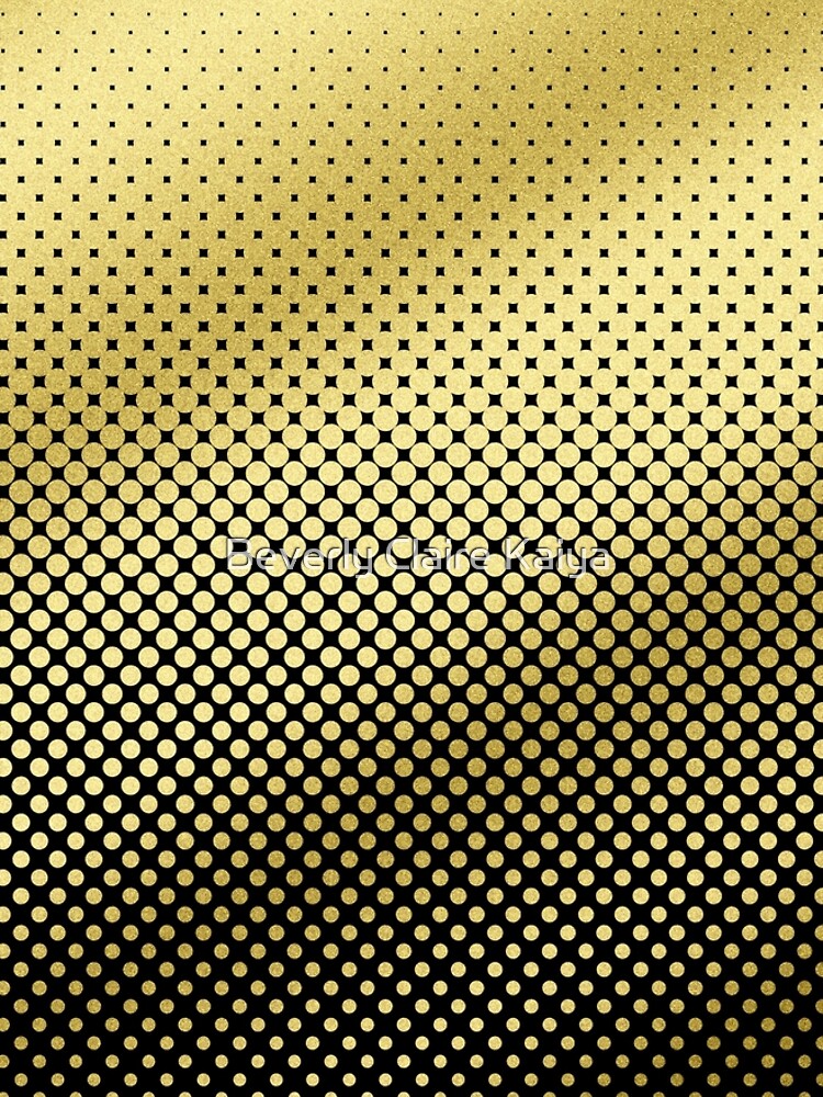 Polka Dots Gold Glitter Black Modern by beverlyclaire