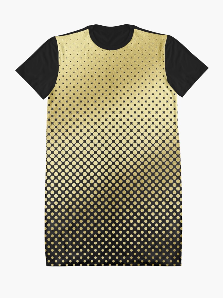 Alternate view of Polka Dots Gold Glitter Black Modern Graphic T-Shirt Dress