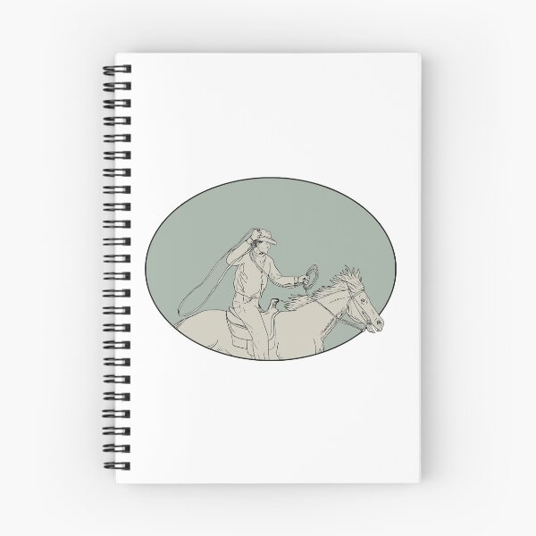 Item preview, Cowboy Riding Horse Lasso Oval Drawing designed and sold by patrimonio.