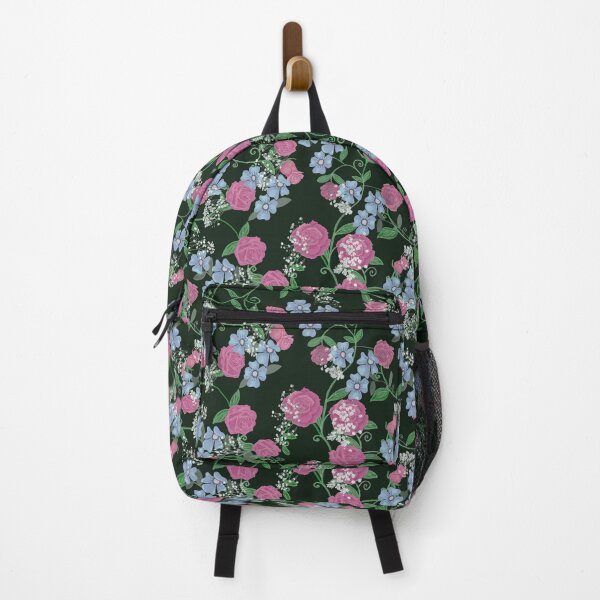 Item preview, Blue and Pink Summer Floral Seamless Pattern on Black designed and sold by rhombusOnion.