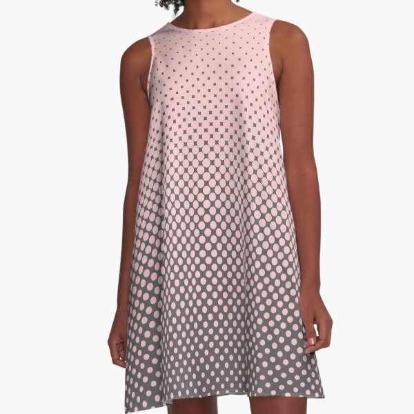 Polka Dots Millennial Pink Opal Grey Trendy A-Line Dress