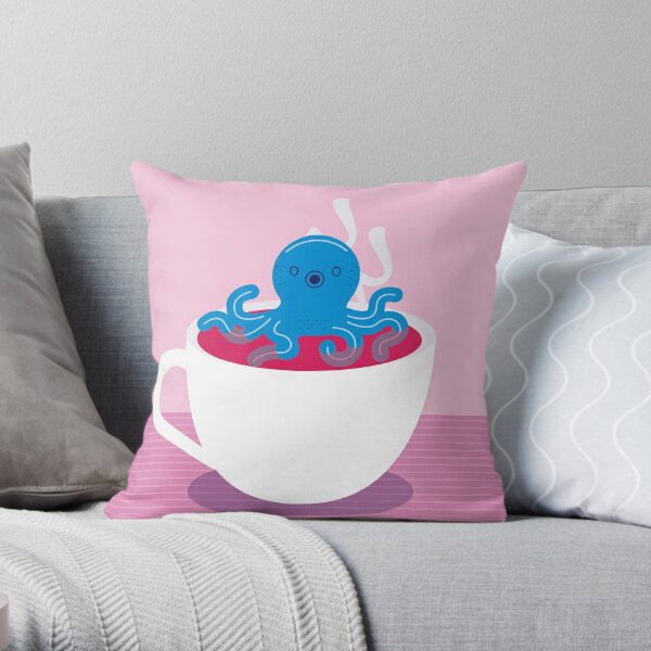 Octopus Tea Throw Pillow