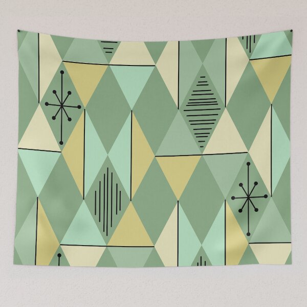 Item preview, Atomic Age Art Diamantes Verde Menta Amarillo designed and sold by thepixelgarden.