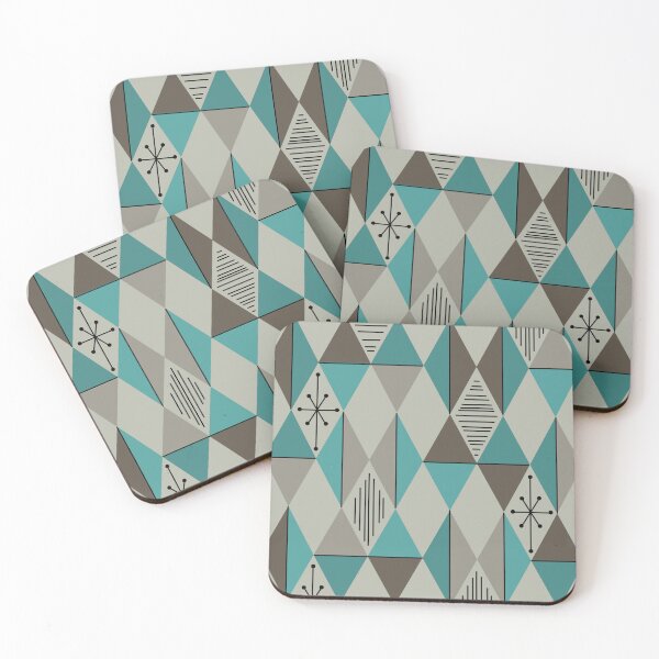 Item preview, Atomic Age Art Diamantes Turquesa Verde Azulado Gris designed and sold by thepixelgarden.