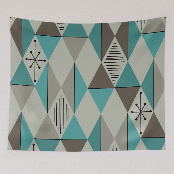 Item preview, Atomic Age Art Diamantes Turquesa Verde Azulado Gris designed and sold by thepixelgarden.