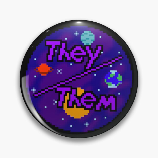 Item preview, Pixel They/Them Space Pronoun Pin designed and sold by nullpoint.