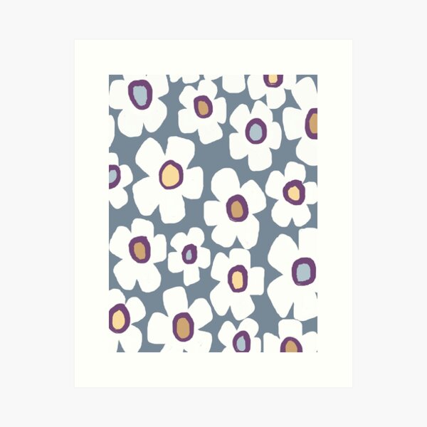 Retro Scandinavian Daisies Art Print