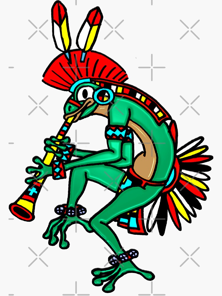"Kokopelli Frog flute player" Sticker by Multiverse3D Redbubble