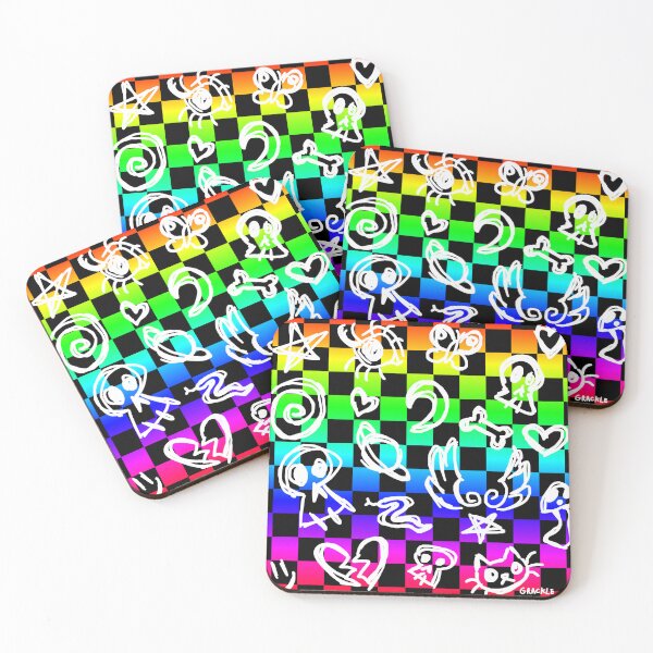 Item preview, Neon Scribble Checkerboard designed and sold by JanGrackle.