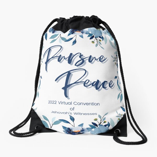 Pursue Peace | Blue Flowers Drawstring Bag