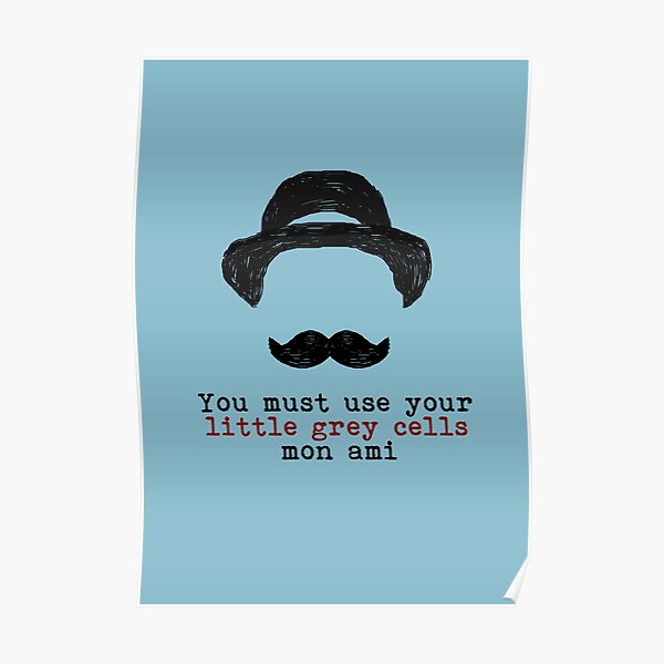 Agatha Christie: Hercule Poirot - Little Grey Cells (Light Blue) Poster