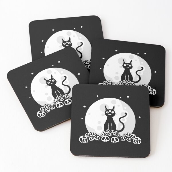 Item preview, Full Moon Cat On Pile of Skulls designed and sold by blackdogshop.