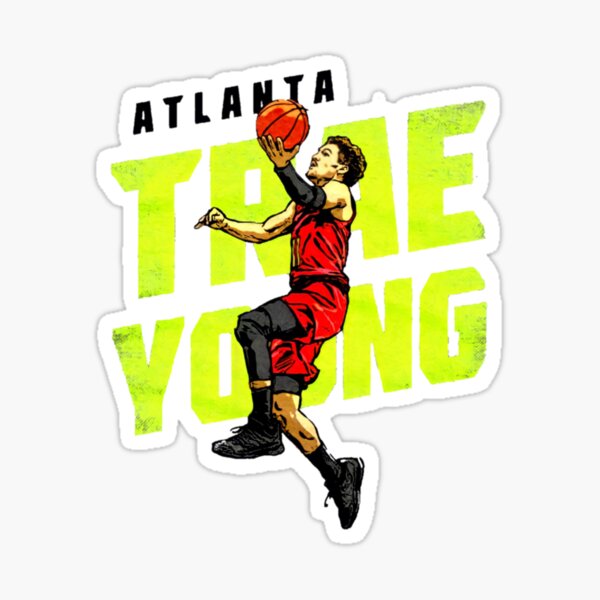 Atlanta Hawks Trae Young 2021 Red Jersey - NBA Removable Wall Adhesive Wall Decal Life-Size Athlete +12 Wall Decals 70W x 40H