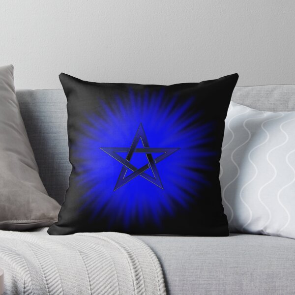 Blue Star Pentagram Throw Pillow