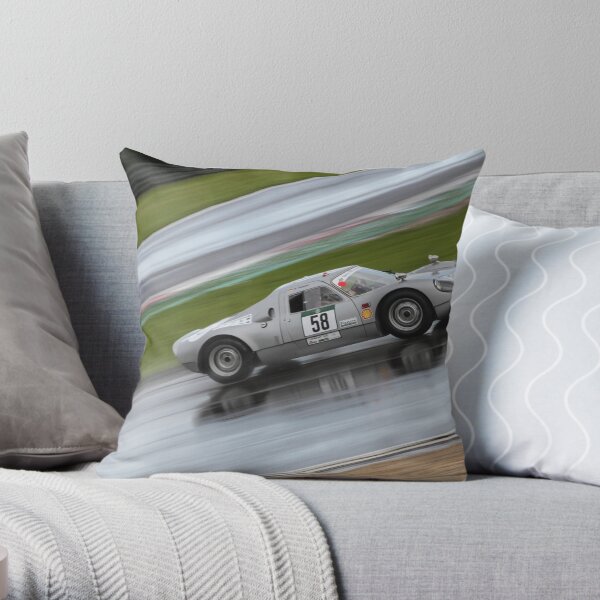 Porsche 904 in rainy Spa Francorchamps Throw Pillow