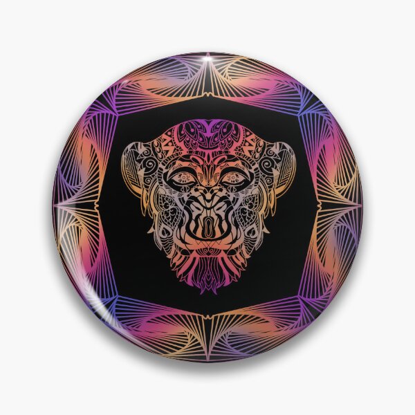 Item preview, The modern ape face in florescent mandala design designed and sold by MyMemoriesArts.