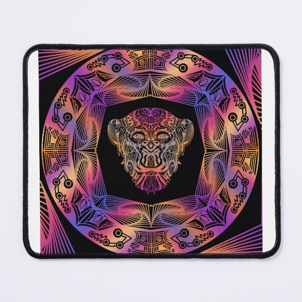 Item preview, The modern ape face in florescent mandala design designed and sold by MyMemoriesArts.