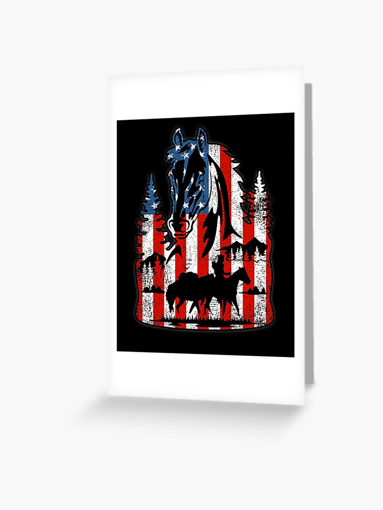 Patriotic American Flag Horse Lover Racing Riding T-Shirt
