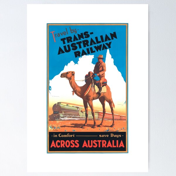 Item preview, 1933 AUSTRALIA Trans Australian Railway Travel Poster designed and sold by retrographics.