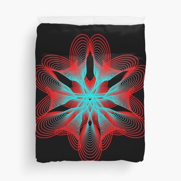 Spirograph with Red and Blue Duvet Cover