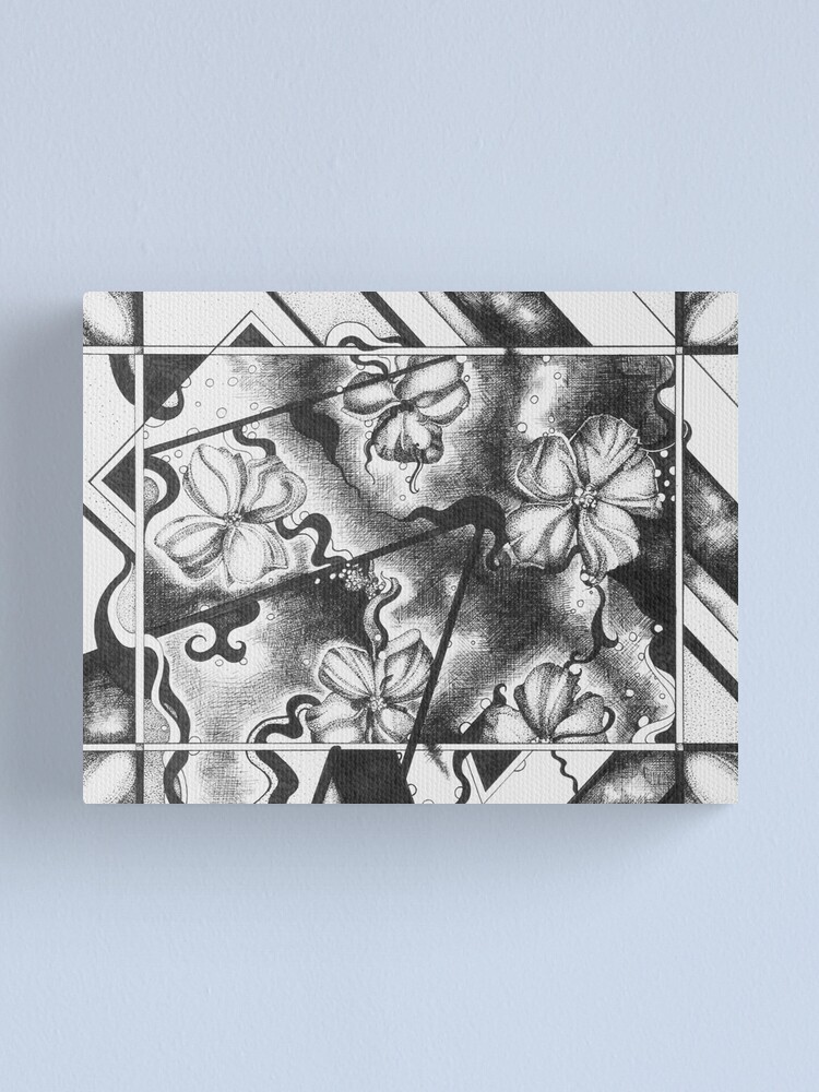 Alternate view of Floral Space, Ink Drawing Canvas Print