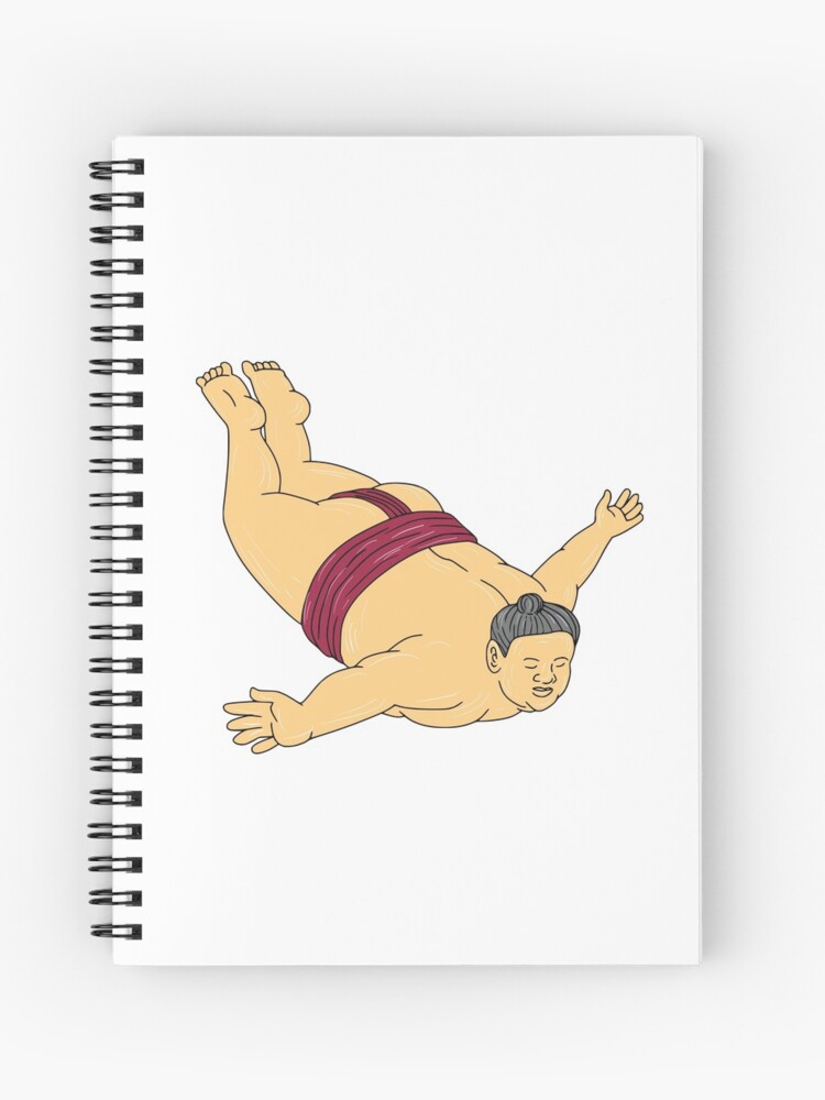 Japanese Sumo Wrestler Skydiving Drawing Spiral Notebook By Patrimonio Redbubble