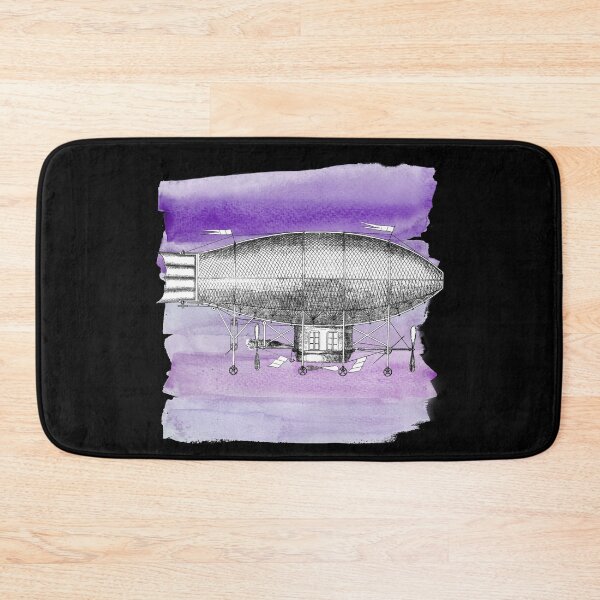 Item preview, Victorian-Era Steampunk Zeppelin Illustration Over Purple Watercolor designed and sold by Vintustration.