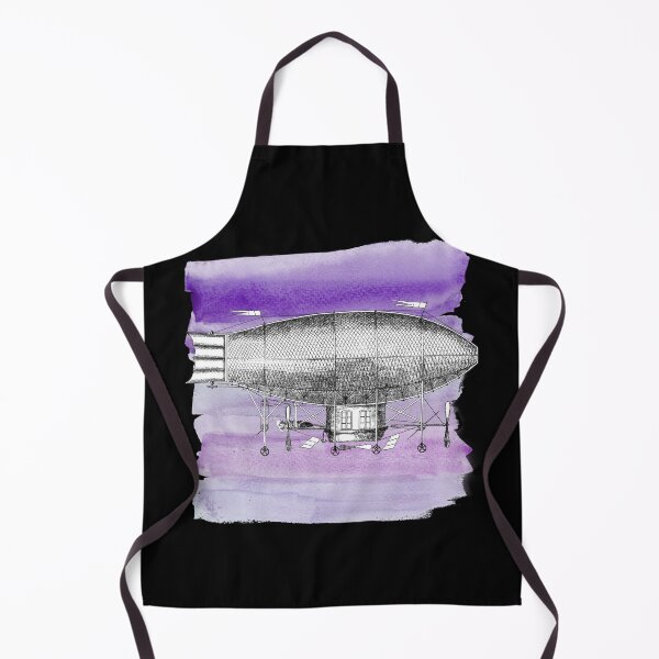 Aperçu de l'œuvre Illustration de Zeppelin Steampunk de l'époque victorienne sur aquarelle violette créée et vendue par Vintustration.