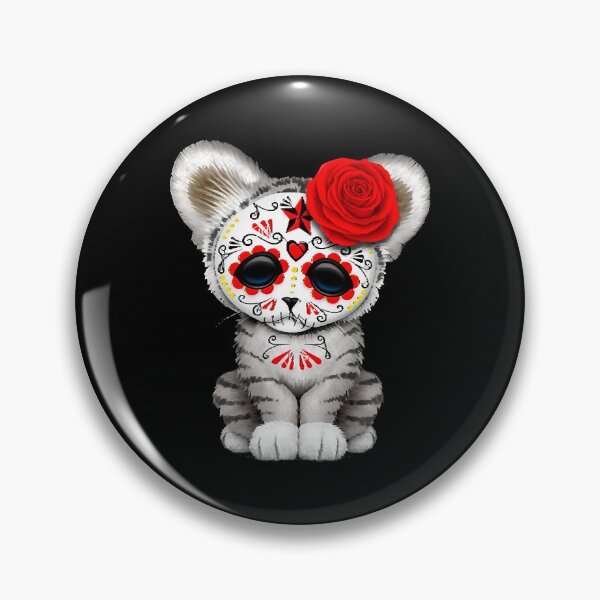 Item preview, RedDayoftheDeadSugarSkullWhiteTigerCub designed and sold by JaniceWa907577.