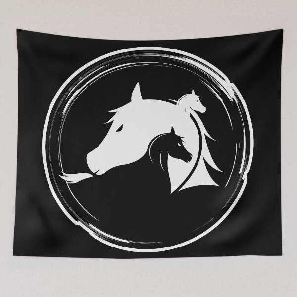 Item preview, Black and white horses black circle designed and sold by Astralia.