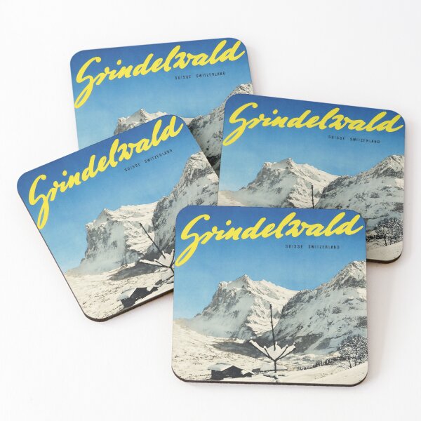 Item preview, GRINDELWALD Swiss Bernese Alps Mountains Skiing Hiking 1951 Vintage Travel Poster designed and sold by retroposters.