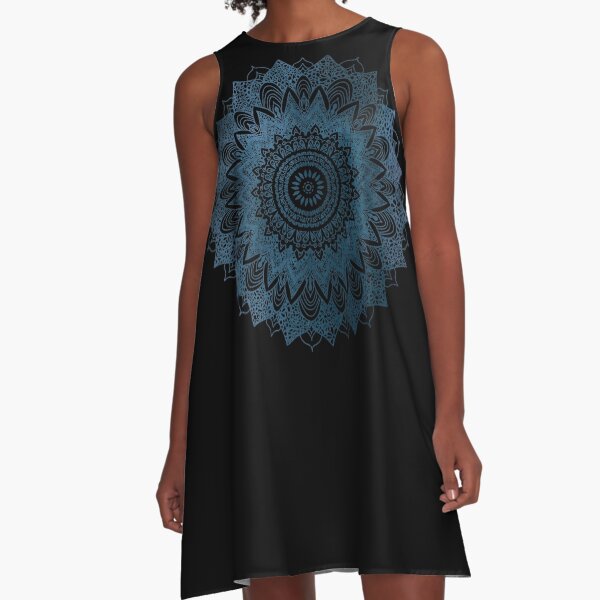 BOHOCHIC MANDALA IN BLUE A-Line Dress
