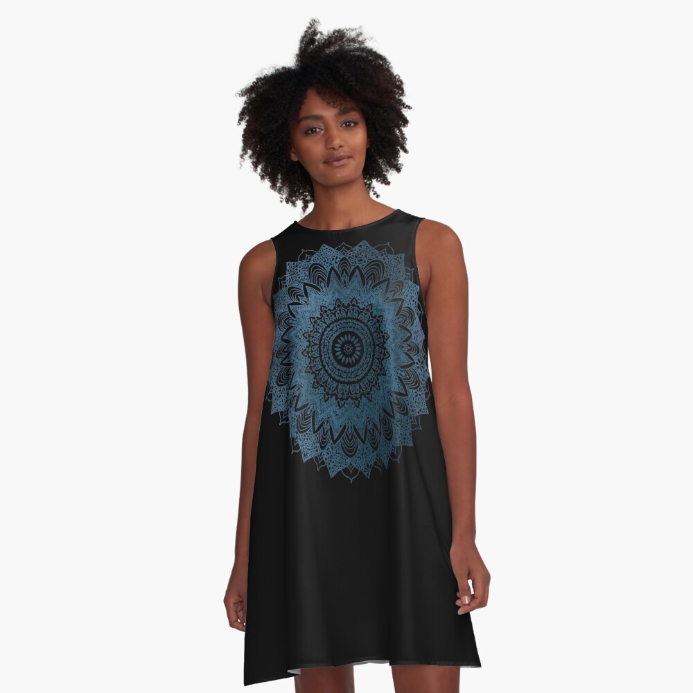 BOHOCHIC MANDALA IN BLUE A-Line Dress