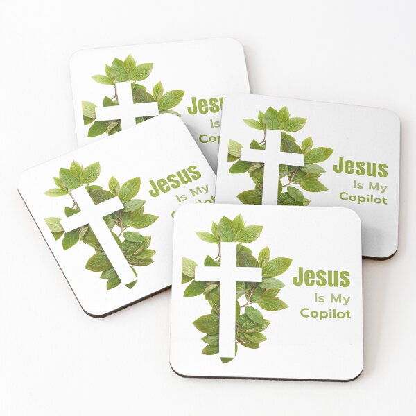 Item preview, Jesus is my copilot green cross nature tree leaf handmade love christian quote gift designed and sold by Ramesh ⭐⭐⭐⭐⭐.