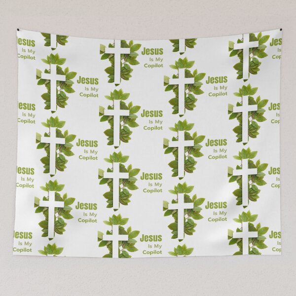 Item preview, Jesus is my copilot green cross nature tree leaf handmade love christian quote gift designed and sold by Ramesh ⭐⭐⭐⭐⭐.