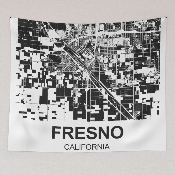 Item preview, Fresno Black white Map Art California USA designed and sold by EpicMaps.