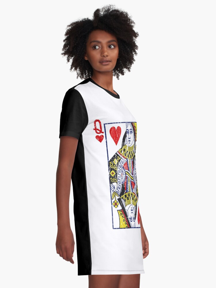 Queen Of Hearts Playing Card Graphic T Shirt Dress By Vladocar Redbubble