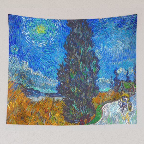 Item preview, Road with Cypress and Star - Vincent van Gogh designed and sold by SimpleJoyStyle.