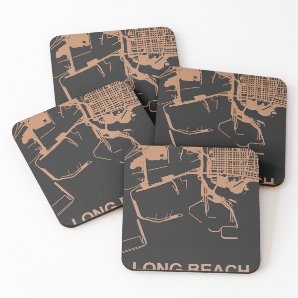 Item preview, Long Beach Map Art Chocolate color California USA designed and sold by EpicMaps.