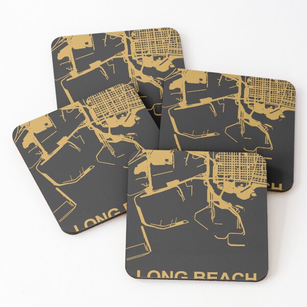 Item preview, Long Beach Map Art Black Gold California USA designed and sold by EpicMaps.