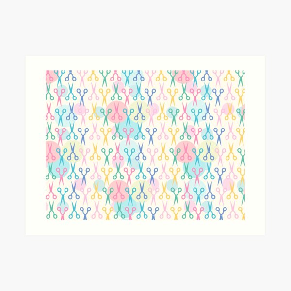 Hair Scissors Pastel Pattern Art Print by XOOXOO