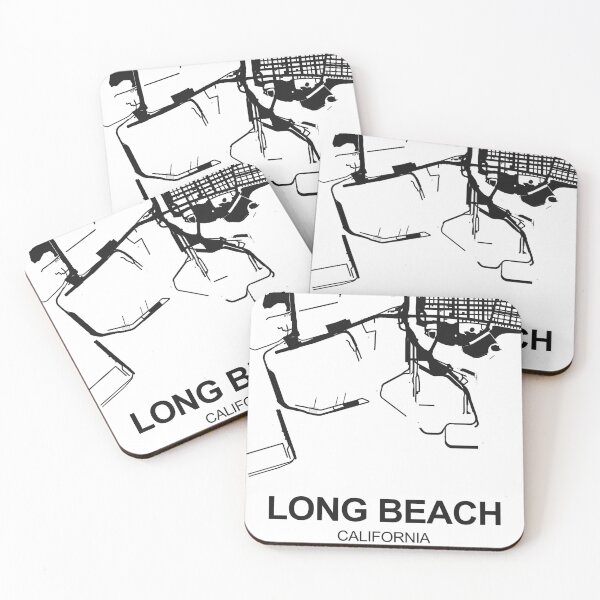 Item preview, Long Beach Map Art Black white California USA designed and sold by EpicMaps.