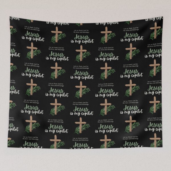 Item preview, Jesus is my copilot green cross nature tree leaf handmade love christian quote gift designed and sold by Ramesh ⭐⭐⭐⭐⭐.