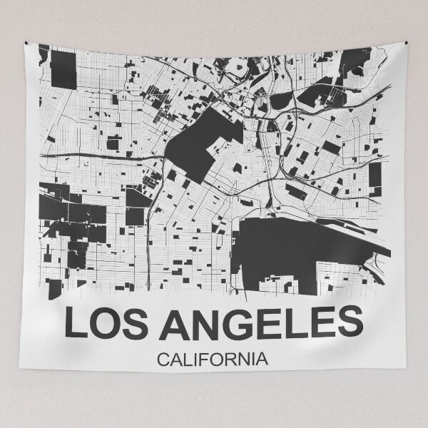 Item preview, Los Angeles Map Art Black white California USA designed and sold by EpicMaps.